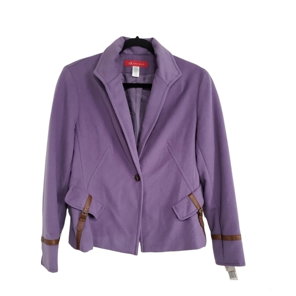 AK Anne Klein 100% Wool Artisan Soft Violet Blazer Jacket Size 12 - Picture 1 of 12